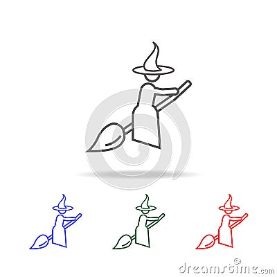 Witch on a broomstick icon. Elements of Halloween in multi colored icons. Premium quality graphic design icon. Simple icon for web Stock Photo