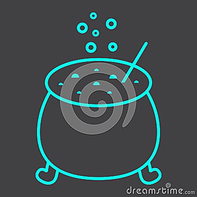 Witch cauldron line icon, halloween and scary, Vector Illustration