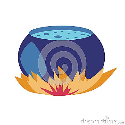 Witch cauldron with poison cartoon vector illustration. Vector Illustration