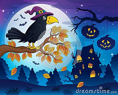 Witch crow theme image 5 Vector Illustration