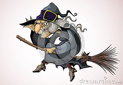 Witch flying on a broom Vector Illustration