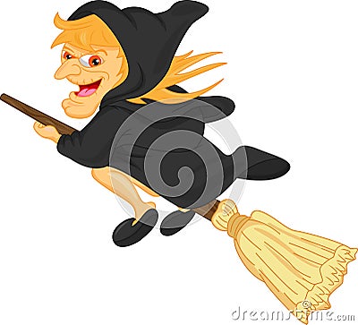 Witch flying on broom Vector Illustration