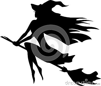 Witch flying on a broomstick Vector Illustration