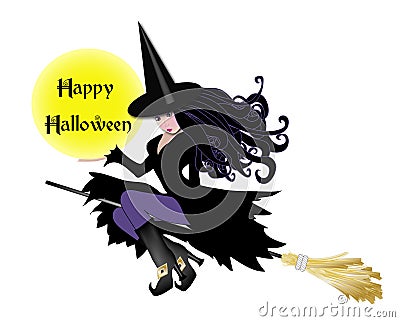 Witch with Halloween sign Stock Photo