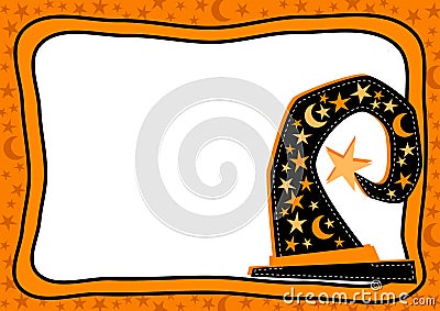 Witch hat halloween frame with star Stock Photo