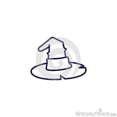 Witch hat icon. Wizard hat outline logo. Vector sign Vector Illustration