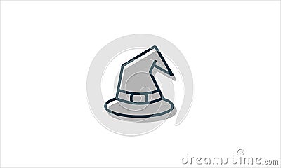 Witch hat Magician logo or Old wizard magician cap for Halloween party icon vector design illustration Vector Illustration