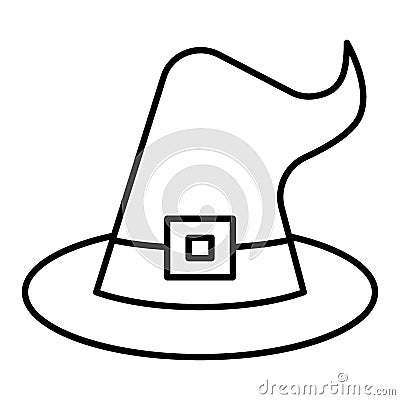 Witch hat thin line icon. Wizard hat vector illustration isolated on white. Costume outline style design, designed for Vector Illustration