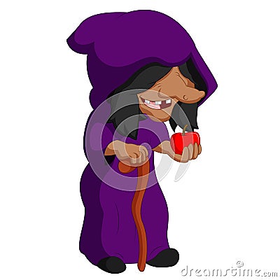 Witch holding an apple Vector Illustration