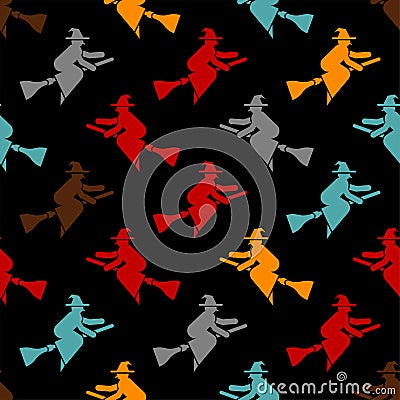 Witch pattern seamless. hag background. hex texture Vector Illustration