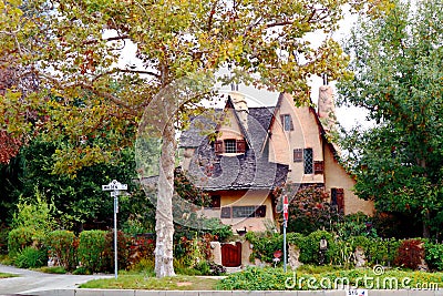 The Witch`s House of Beverly Hills. Also known as Spadena House Editorial Stock Photo