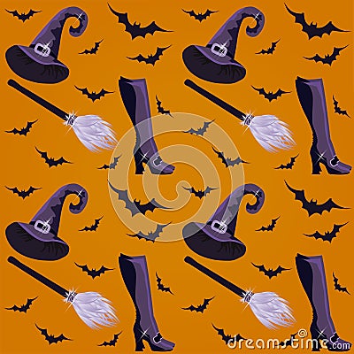 Witch seamless pattern, vector Vector Illustration