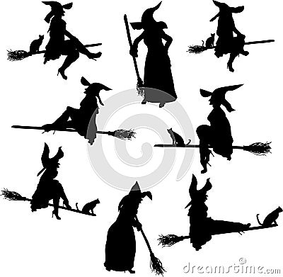 Witch Silhouettes Vector Illustration
