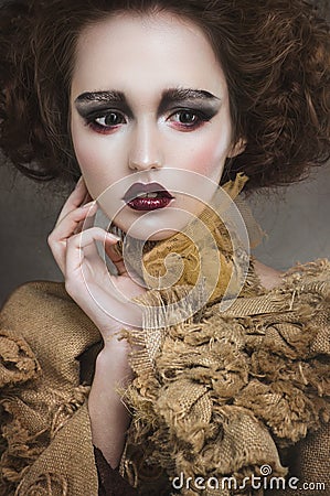 Witch woman with creative makeup Stock Photo