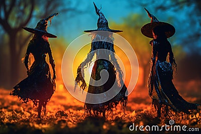 Witch. Woman endowed with witchcraft abilities that she received from nature or learned to witch. Broom, familiars Stock Photo