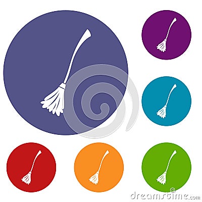 Witches broom icons set Vector Illustration