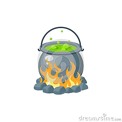 Witches cauldron icon in flat style, vector Vector Illustration