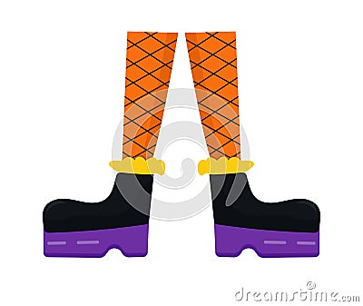 Witches leg vector. Halloween funny, scary feet boots Vector Illustration