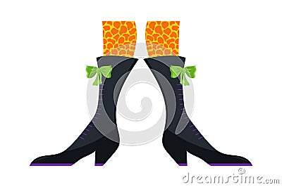 Witches leg vector. Halloween funny, scary feet boots Vector Illustration