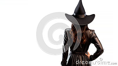 Witching Hour at Halloween, beautiful woman dressed as a witch. Generative AI Stock Photo