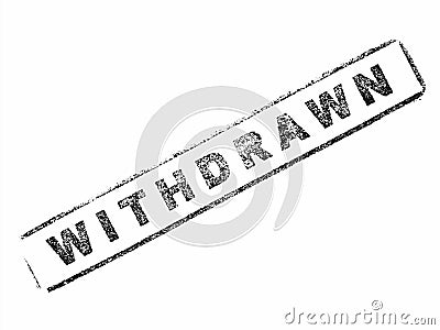 Withdrawn stamp on paper isolated over white Stock Photo
