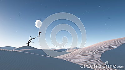 Withered tree in desert Stock Photo