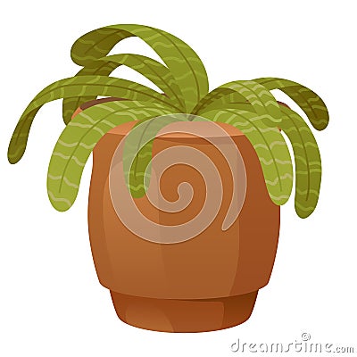 Withered wilted plant in pot. Foliage houseplant with dead dry leaves, sick ill leaf. Damaged dying spathiphyllum, faded Vector Illustration