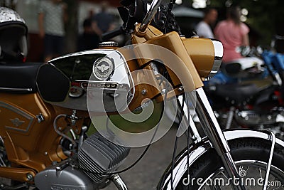 Restored Zündapp Moped: Chrome Tank and Golden Accents Editorial Stock Photo