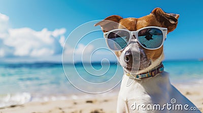 Witness a cute dog rocking specular sunglasses. Ai Generated Stock Photo