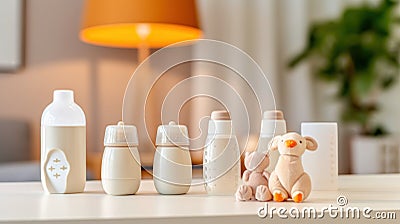 Tender Care Baby Products Displayed in the Heart of a Children's Room - Generative AI Cartoon Illustration