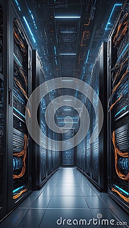 Evolving Echelon: A Glimpse into Tomorrow's Data Realm. AI generate Stock Photo