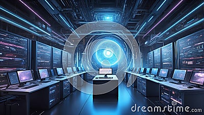 Tomorrow's QuantumQuotient Tapestry: Hyperreal Weaving of Data Wonders. AI generate Stock Photo