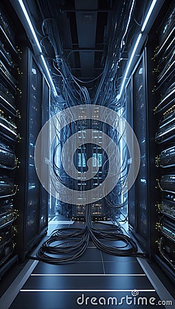 Luminescent Cortex: Biomechanical Brilliance in Data Harmony. AI generate Stock Photo