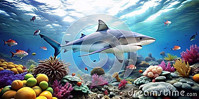 Witness the Majesty of Sharks in Their Natural Habitat Stock Photo