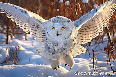 Majestic Snowy Owls Stock Photo