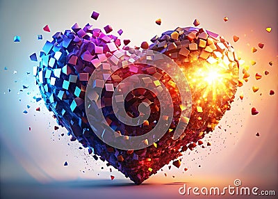 AIDriven Data Transformation A Visual Exploration of HeartShaped Data Fragmentation and its Impact on the Future Stock Photo