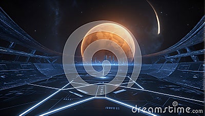 Tomorrow's QuantumQuotient Mirage: DataEclipse Odyssey Unveiling. AI generate Stock Photo