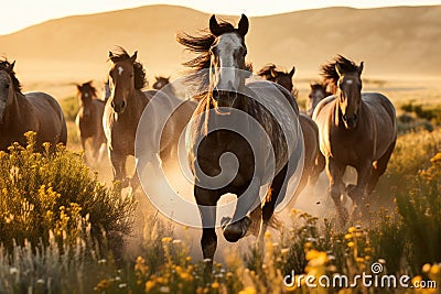 Majestic Wild Horses Stock Photo