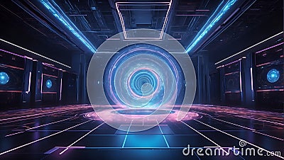 QuantumLeap Nexus Revolution: A Dance of Technological Progress. AI generate Stock Photo