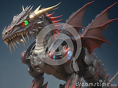 Cybernetic Serpent: Robot Dragon Wonder Stock Photo