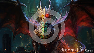 Witness the sheer magnificence of a legendary dragon in this Stock Photo
