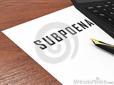 Witness Subpoena Report Represents Legal Duces Tecum Writ Of Summons 3d Illustration Stock Photo