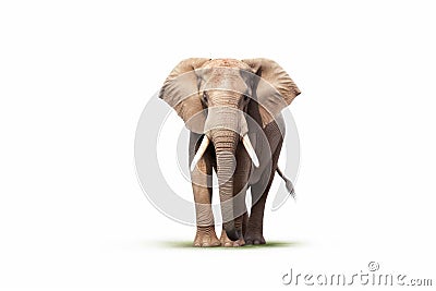 Ivory Serenity: The Majestic Elephant on a White Canvas Stock Photo