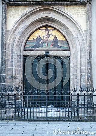 Wittenberg - The famous door at the All saint`s church where Martin Luther nailed the 95 theses Stock Photo