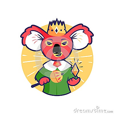 Painted portrait of king koala as a symbol of a rich man Vector Illustration