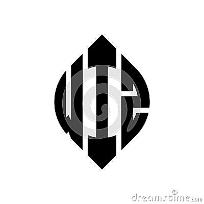 WIZ circle letter logo design with circle and ellipse shape. WIZ ellipse letters with typographic style. The three initials form a Vector Illustration
