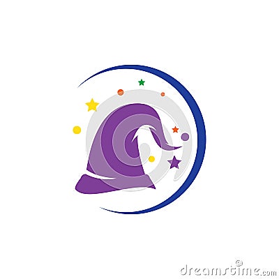 Wizard cap carachter logo vector Vector Illustration