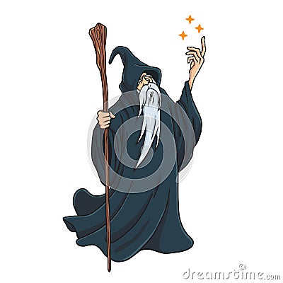 Wizard Cartoon Character Design Mascot Illustration Vector Illustration