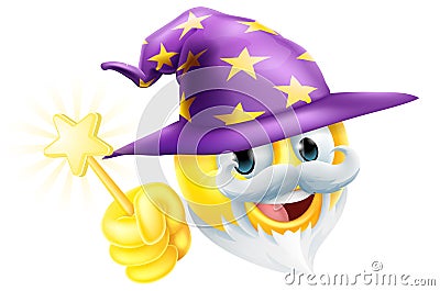 Wizard Emoticon Face Emoji Cartoon Icon Vector Illustration