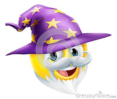 Wizard Emoticon Face Emoji Cartoon Icon Vector Illustration